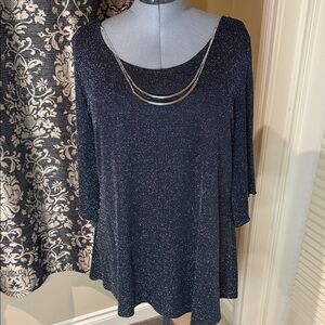 Clientele Blouse Black Shimmer Women's Top Size 1X